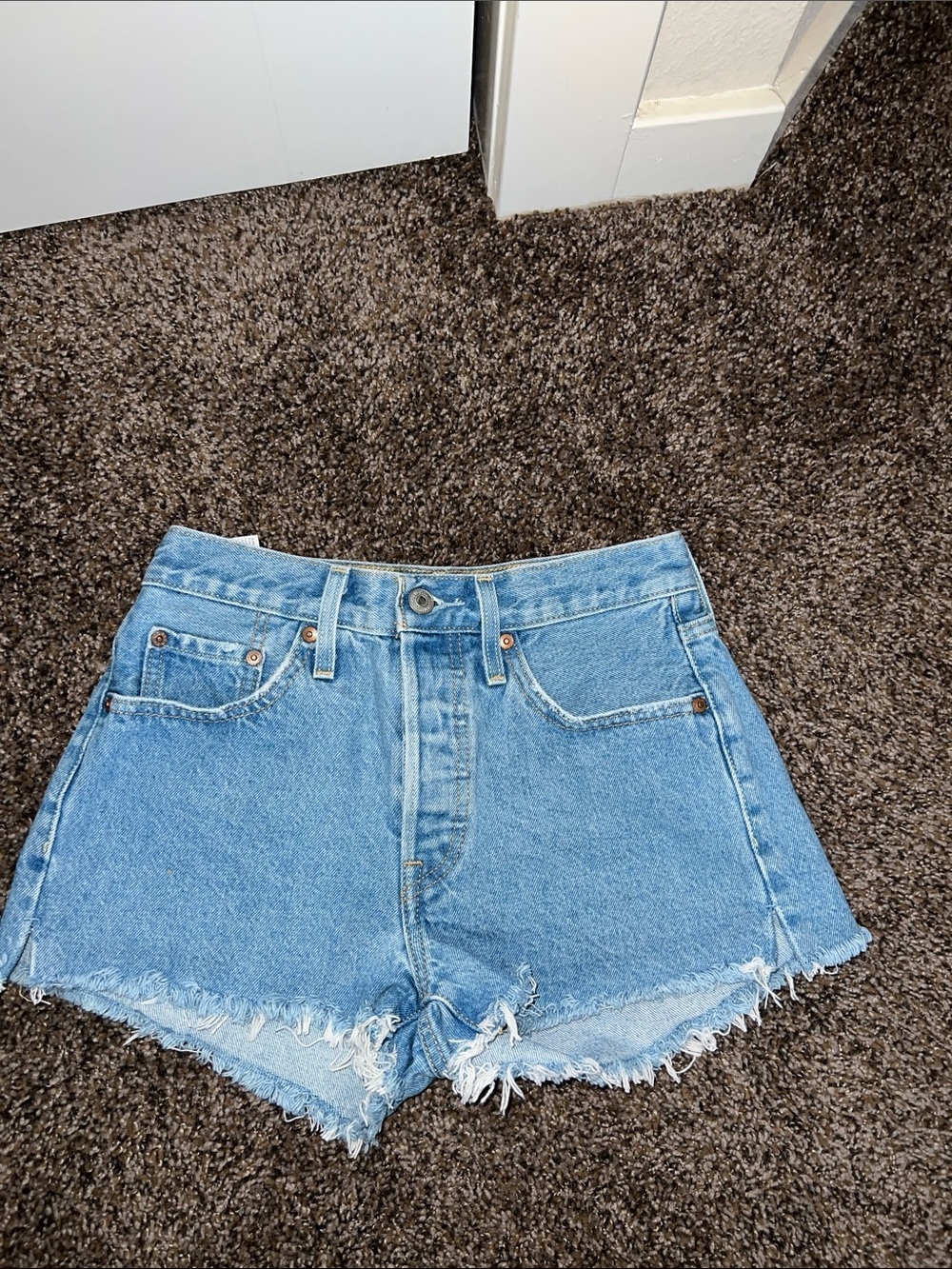Levi's Light Blue High-Rise Cutoff Denim Shorts